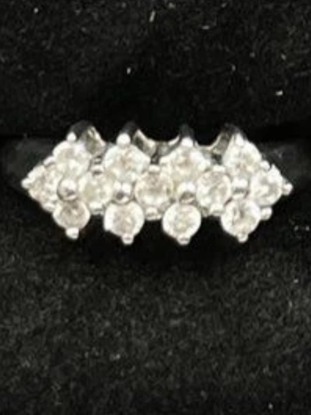 925 Sterling Silver “Diamond Like Cluster” Ring With Round Stones Size 4.75